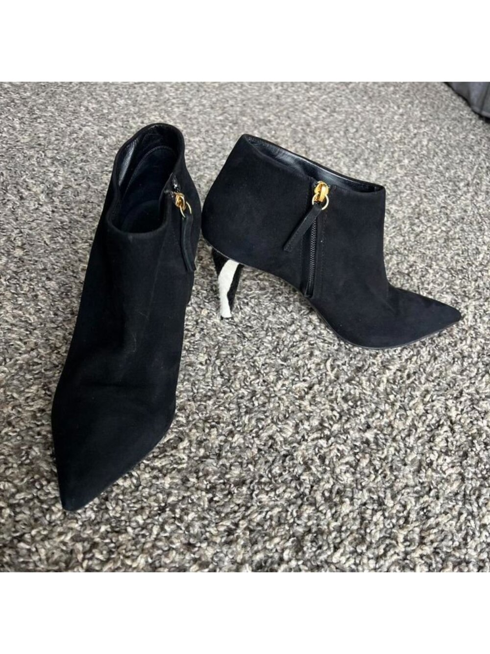 Giuseppe Zanotti Black Suede Ankle Boots Zebra Print Heels Size US 8 Classy Chic